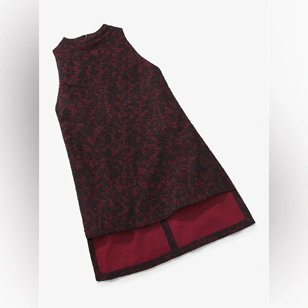2-Piece Michael Kors Lace Jacquard Matching Set | Tunic + Trousers | Black/Red